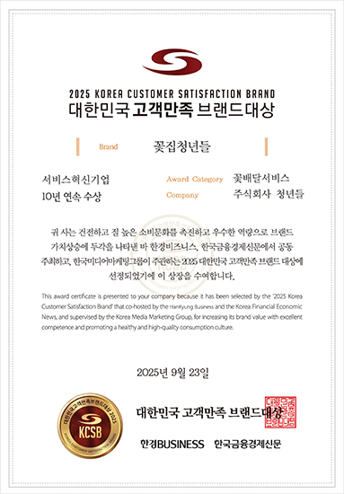 2025 브랜드 대상 인증서